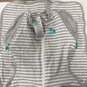 Love To Dream Transition Bag Gray and White Striped Swaddle